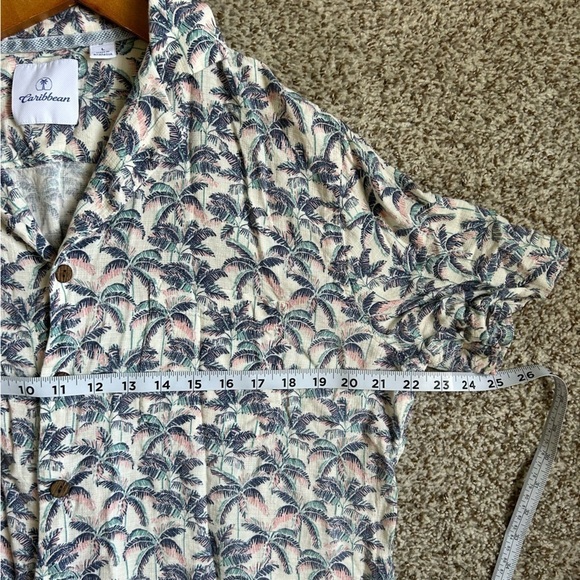 🦋 Caribbean Palm Tree Hawaiian Beach Button Down T-Shirt Large - Picture 5 of 6